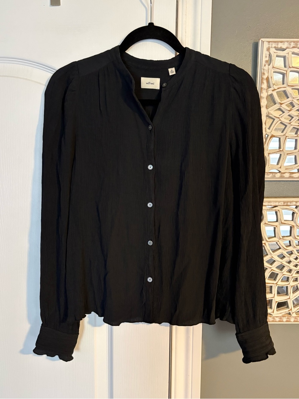 Aritzia | Wilfred Black Button-Front Long Sleeve Top